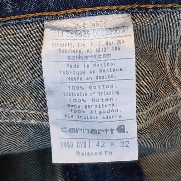 Carhartt Jeans Men’s Size 42x32 Blue Medium Wash Relaxed Fit Denim - Picture 6 of 8